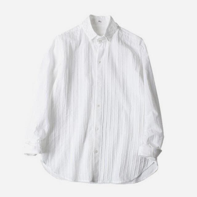 45R✨45rpm インドカディコットン 繊細なレース襟 ピンタック ブラウス