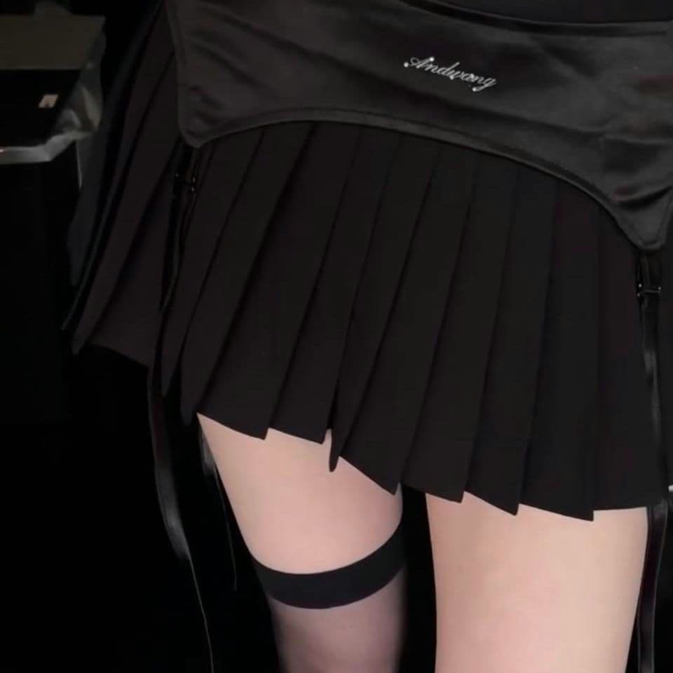 スカート ANDWANG AND Garter mini skirt black S