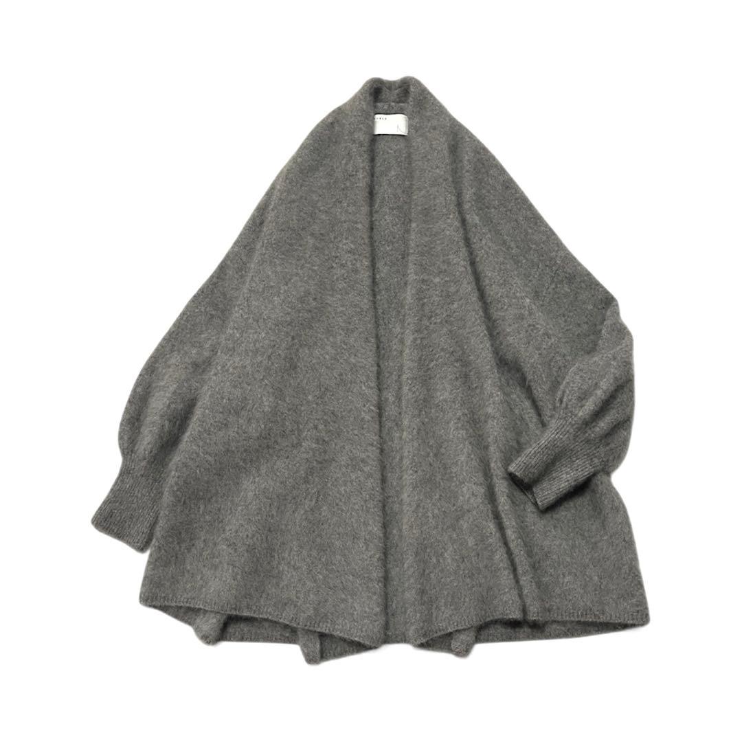 NOBLE ノーブル ファーニットパフカーディガン ラクーン グレー系