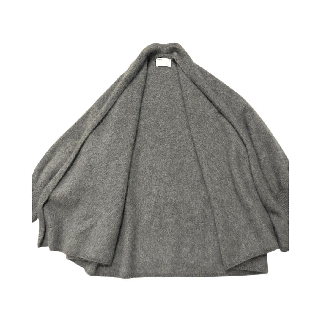 NOBLE ノーブル ファーニットパフカーディガン ラクーン グレー系