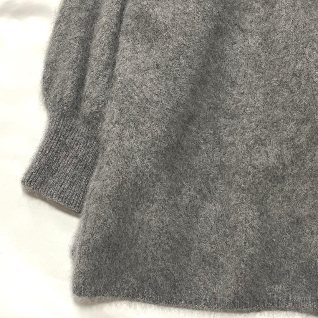 NOBLE ノーブル ファーニットパフカーディガン ラクーン グレー系