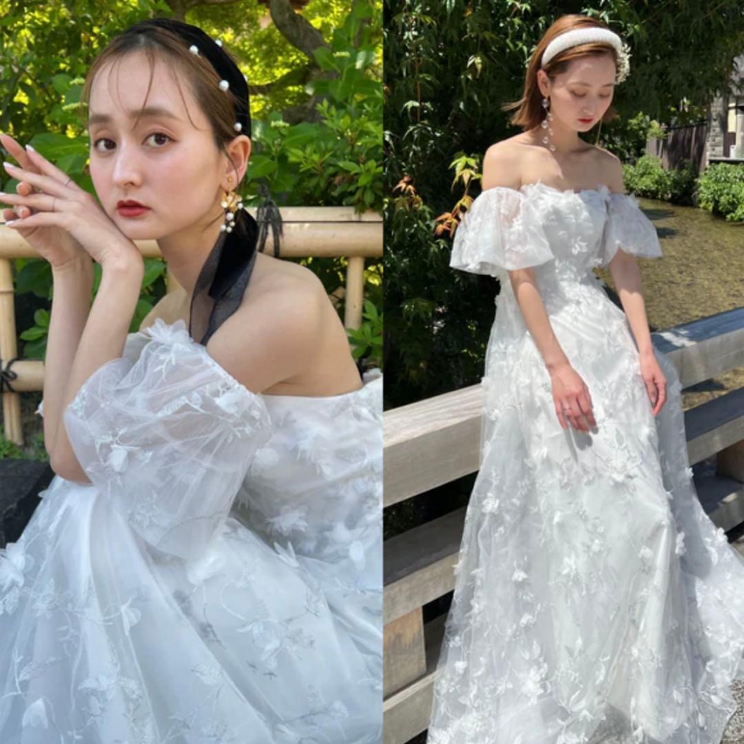 dressproduction 【W272】フラワーレースパフ スリーブドレス