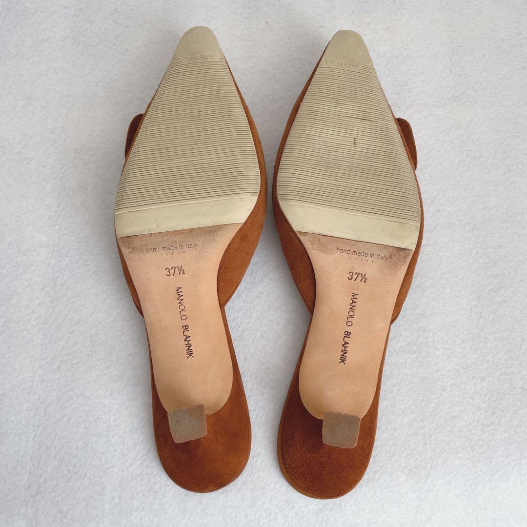 【美品】マノロブラニク 大人気 メイセール バックルディテールミュール　24.5