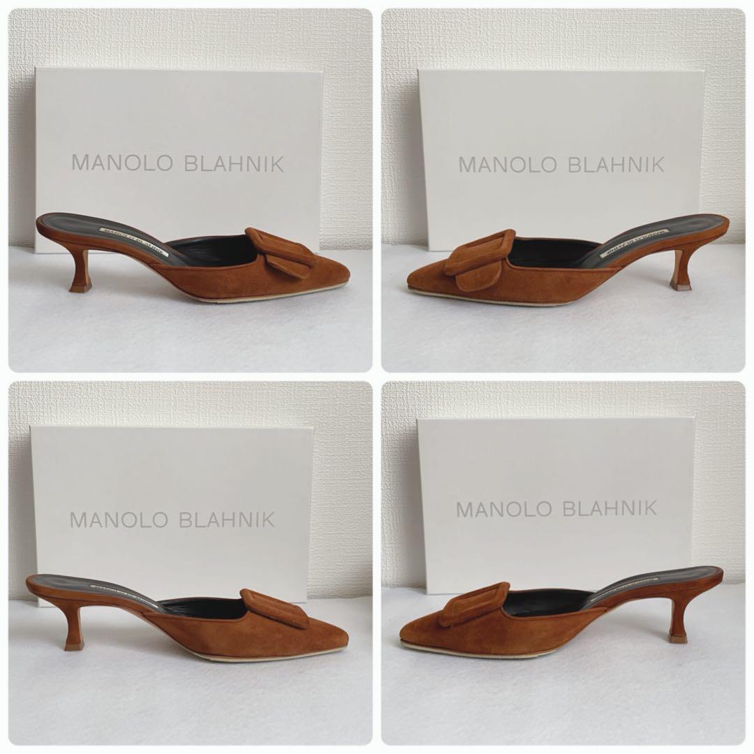 【美品】マノロブラニク 大人気 メイセール バックルディテールミュール　24.5