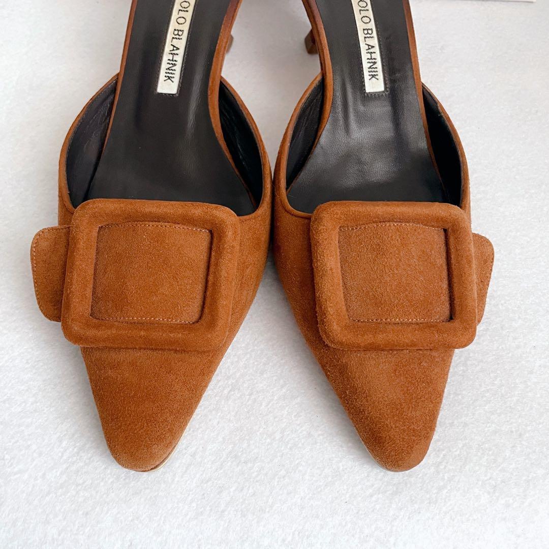 【美品】マノロブラニク 大人気 メイセール バックルディテールミュール　24.5