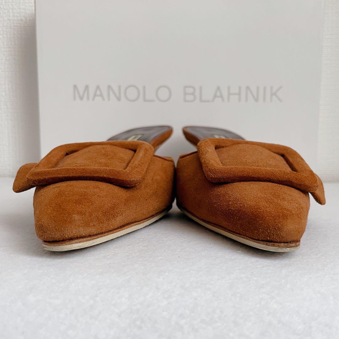 【美品】マノロブラニク 大人気 メイセール バックルディテールミュール　24.5