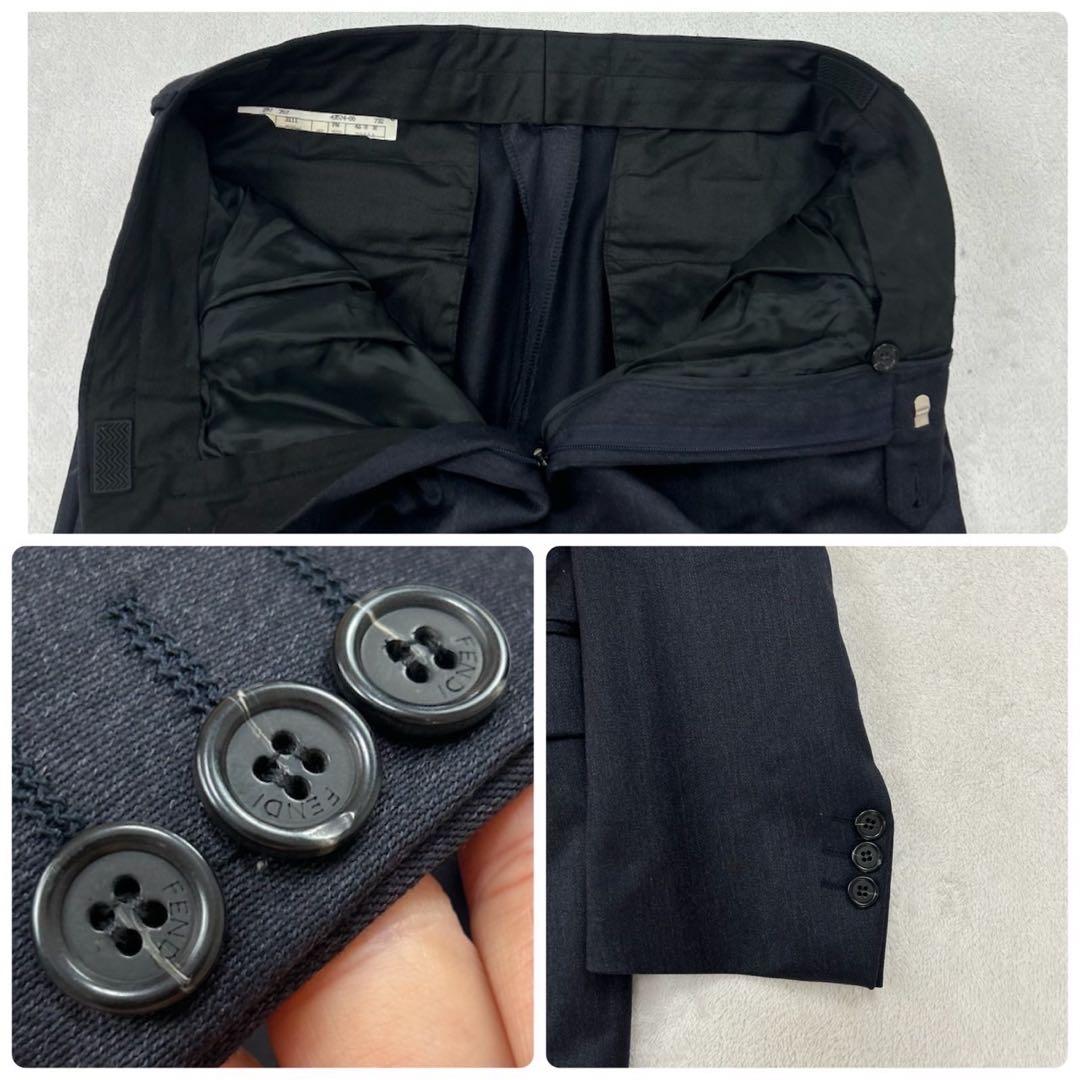 G813 美品 M フェンディ イタリア製 スーツ上下 ブラック メンズ