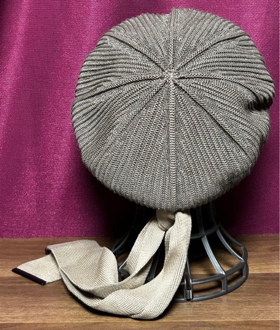 美品　CA4LA★リボン付きベレー帽「CF MONT」モカ