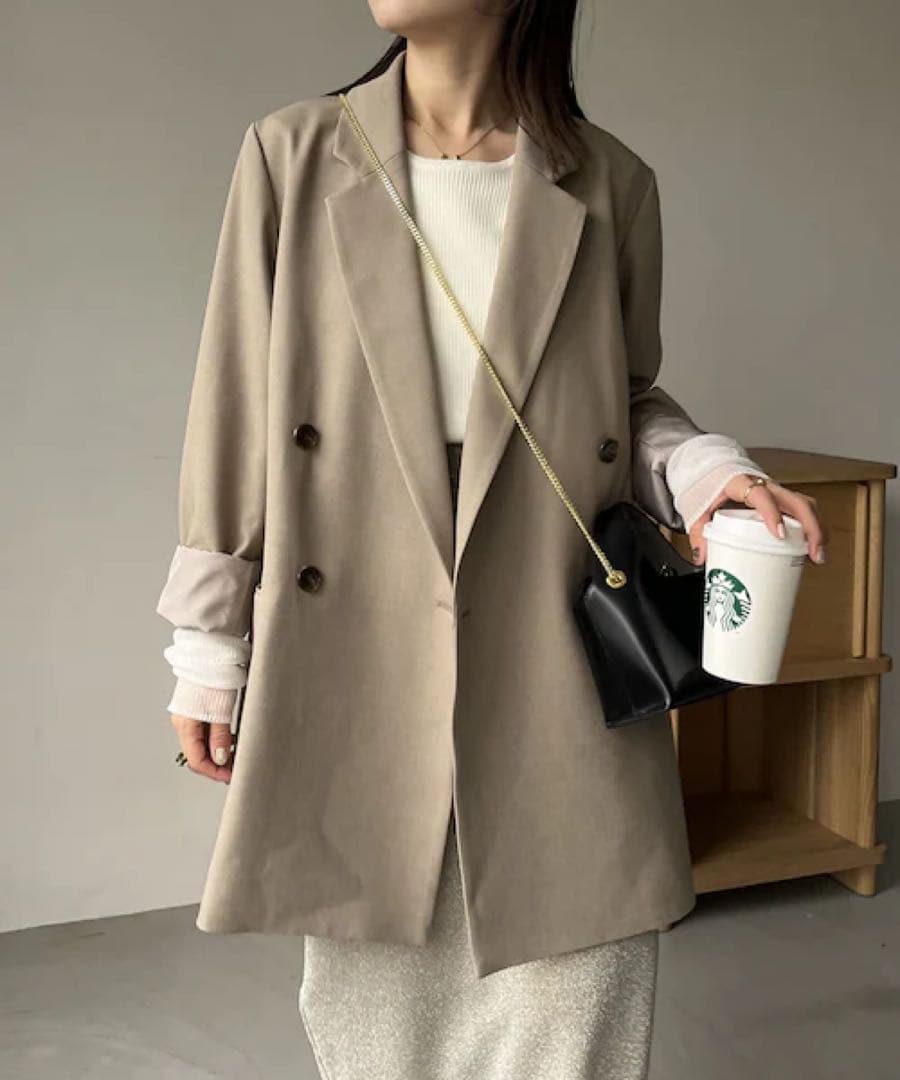 【CAPRICIEUX LE'MAGE】Wテーラージャケット/グレージュ