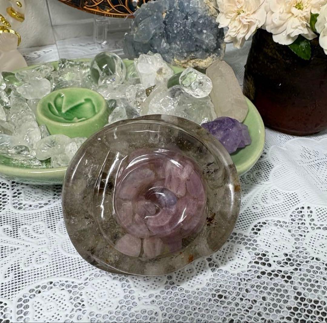 オルゴナイト バラ ・ディープローズクォーツ＆ ハーキマーダイアモンド