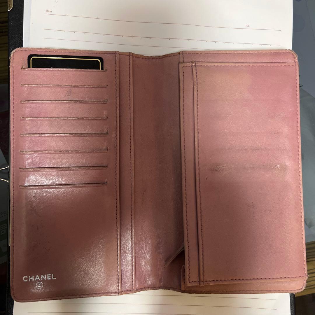 CHANEL ピンク 長財布 認証カード付き