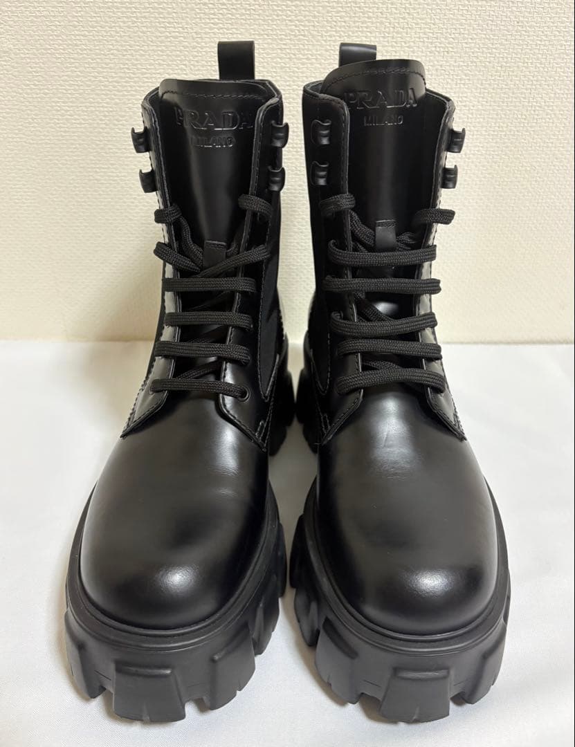 【新品未使用】PRADA Re-Nylon レザー モノリス ブーツ　黒　36