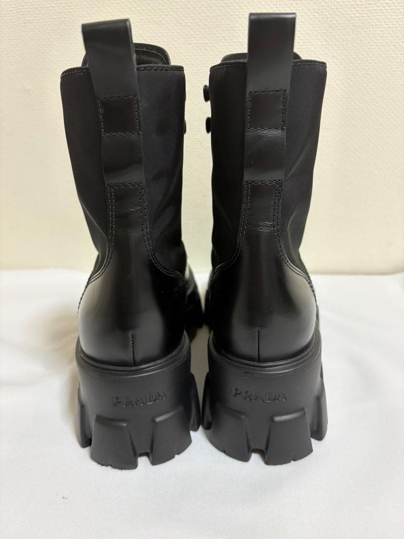 【新品未使用】PRADA Re-Nylon レザー モノリス ブーツ　黒　36