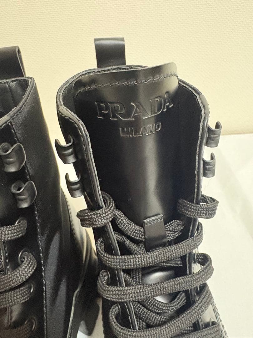 【新品未使用】PRADA Re-Nylon レザー モノリス ブーツ　黒　36