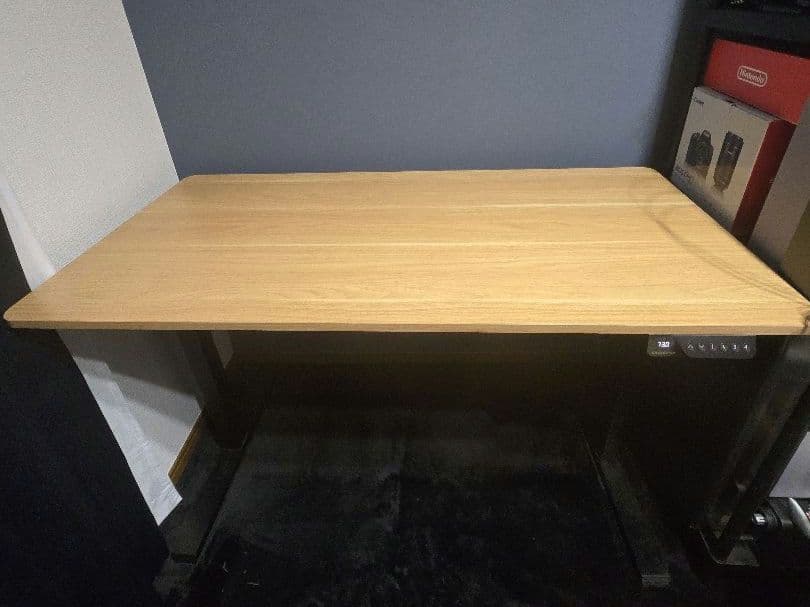 SANODESK 電動昇降式デスク E150　脚部（黒）/ 天板（メイプル）