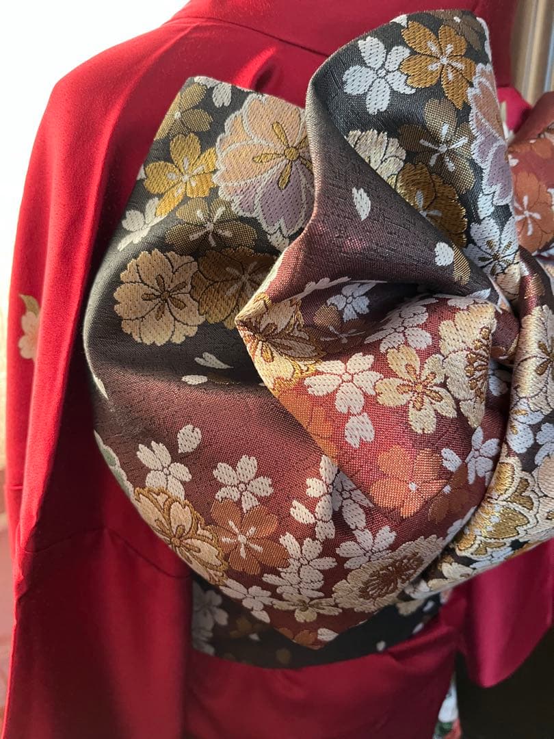 振袖セット　帯、帯締め、帯揚げ、重ね襟　　身丈165 裄丈70 袖丈113