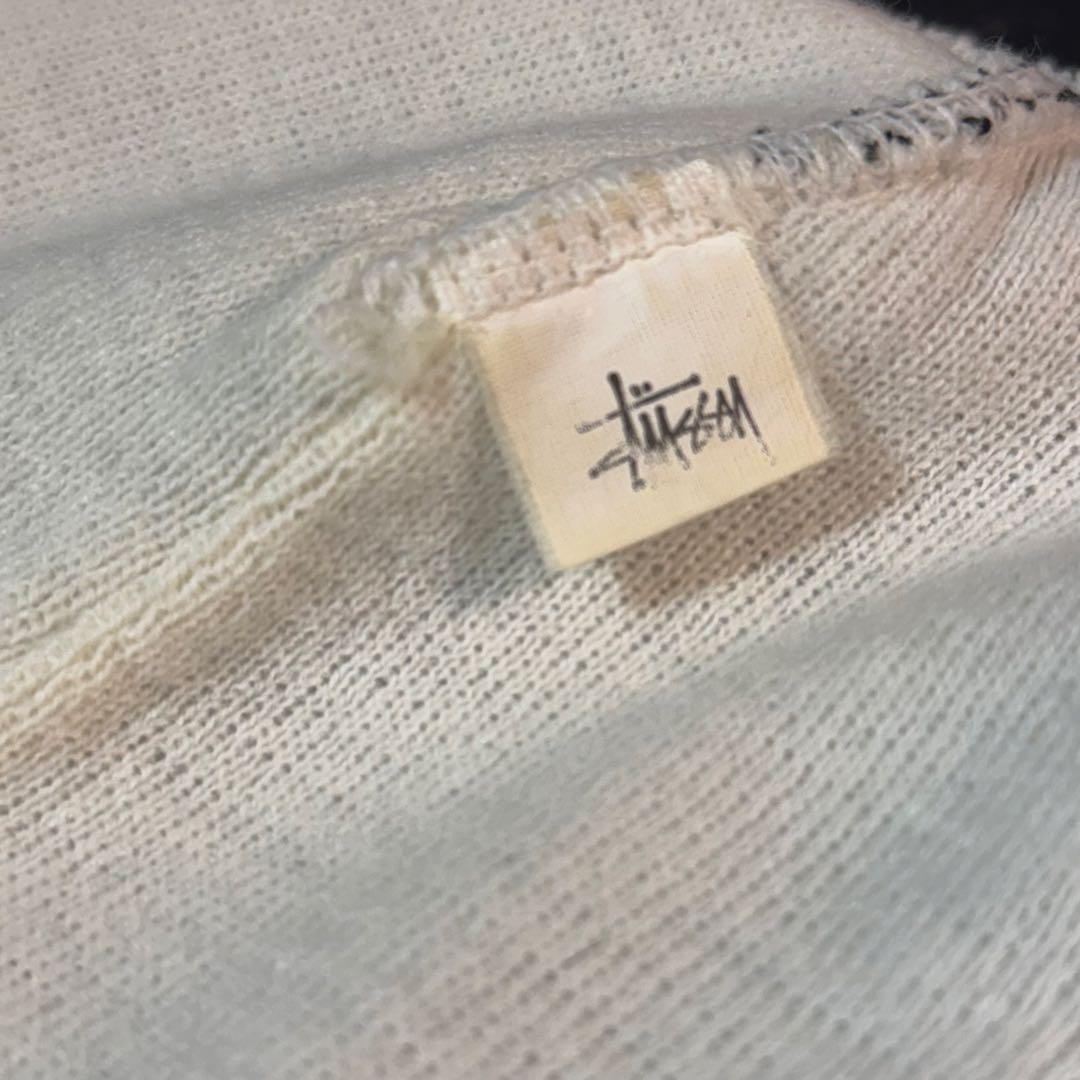 90s OLD STUSSY モノグラム SS ビーニー ホワイト ブラック