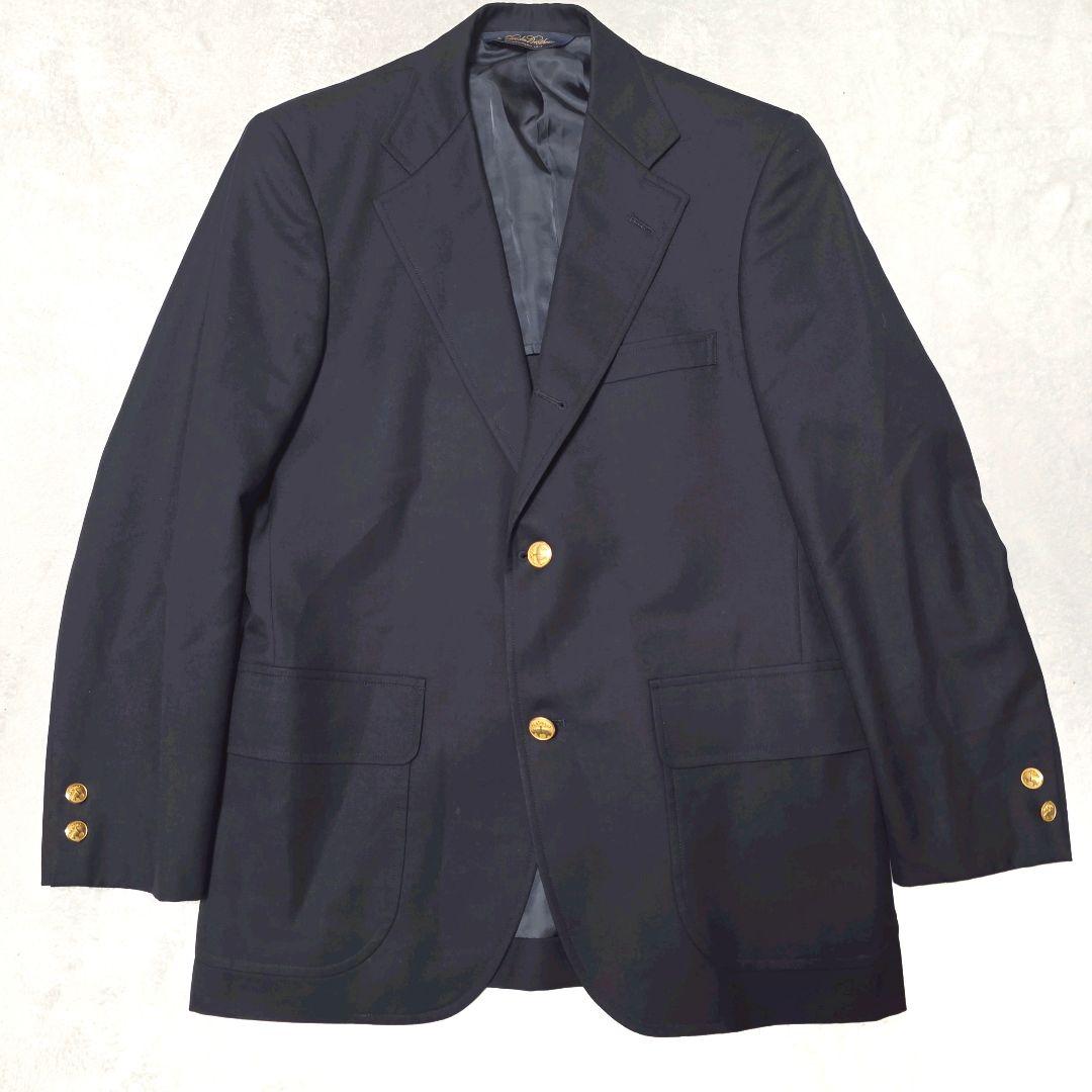ブルックスブラザーズ 金ボタン 紺ブレ 段返りダークネイビー ロゴボタン 3B