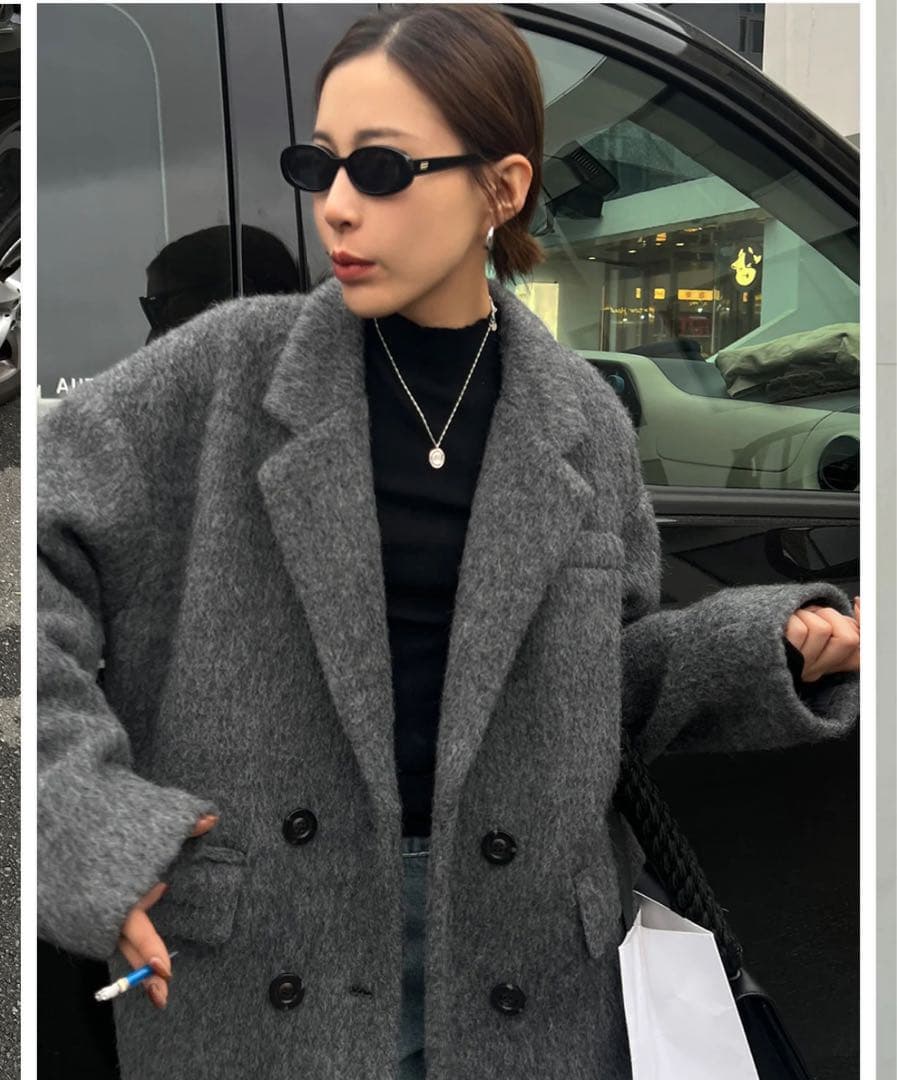 GYPSOPHILA ミドル丈オーバーサイズシャギーコート