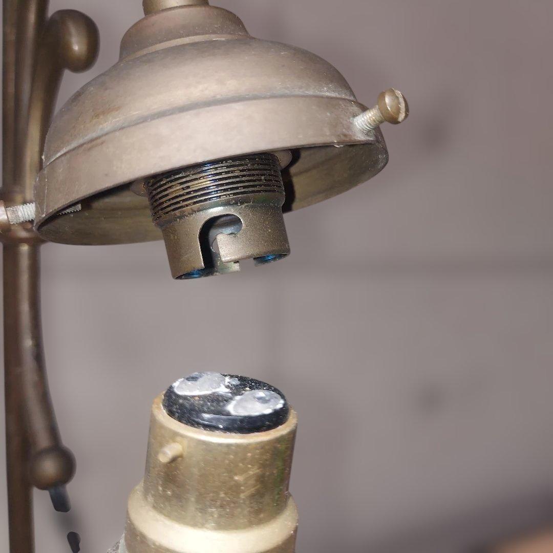 スランス製　デスクスタンド・フリルガラス・アンティーク・ビンテージ・真鍮製