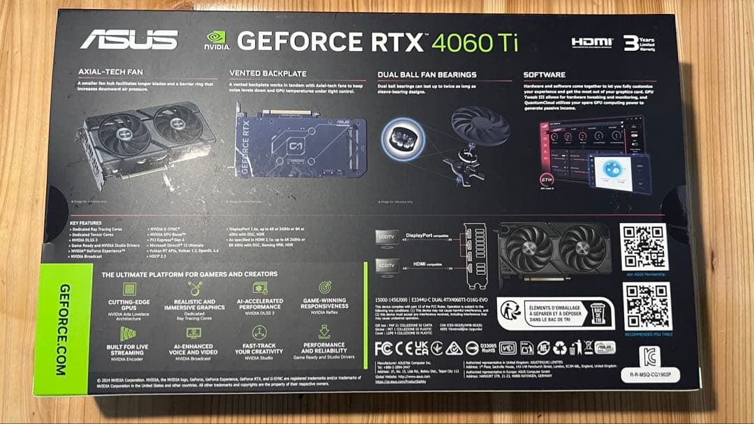 グラフィックボード・グラボ・ビデオカード ASUS GeForce RTX 4060 Ti OC 16GB