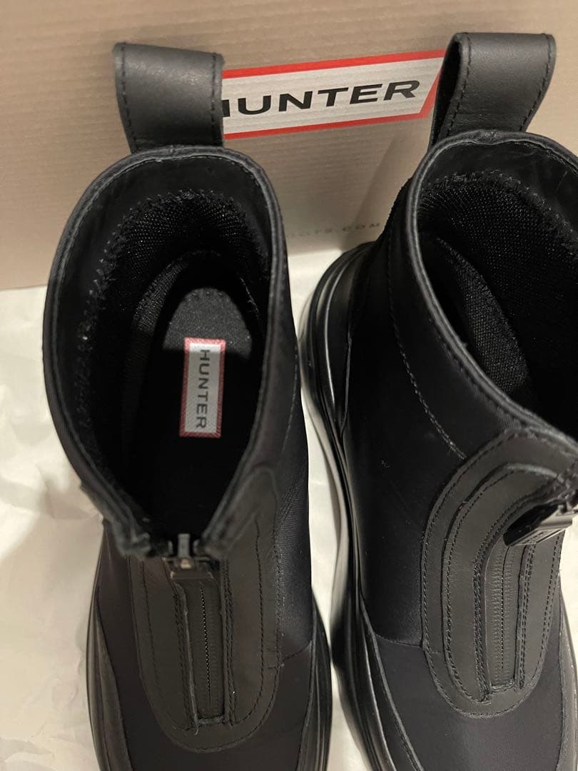 HUNTER エクスプローラー アンクル ジップ フラットフォームブーツ UK5