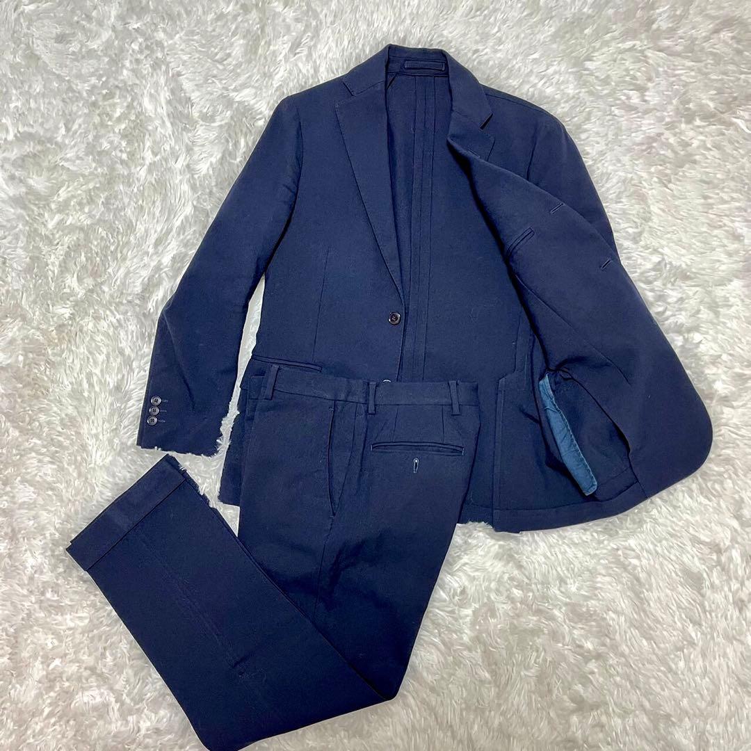 最高級 ラルディーニ セットアップ スーツ 冬用 肉厚 ネイビー