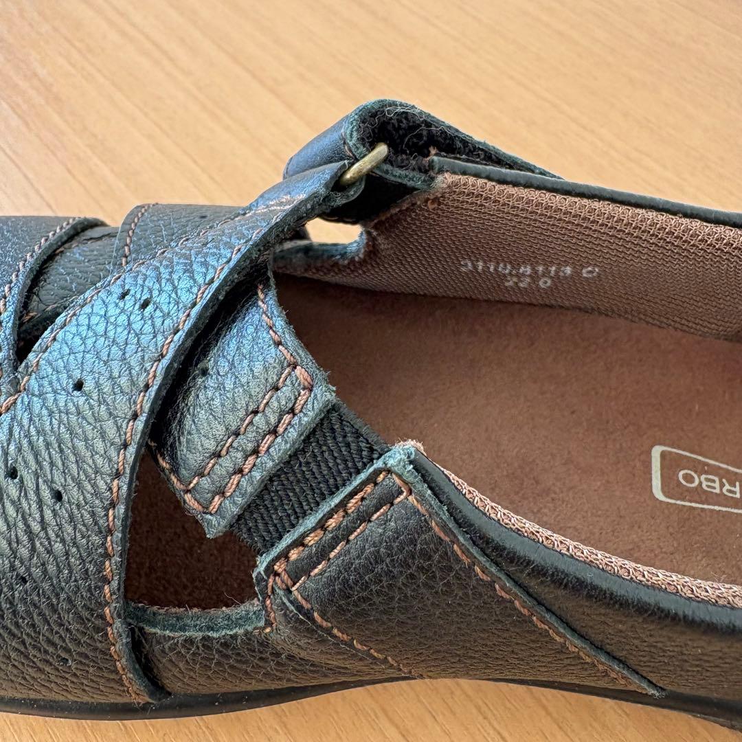 美品アキレスソルボ レザーストラップ コンフォートシューズ黒　ブラック　本革