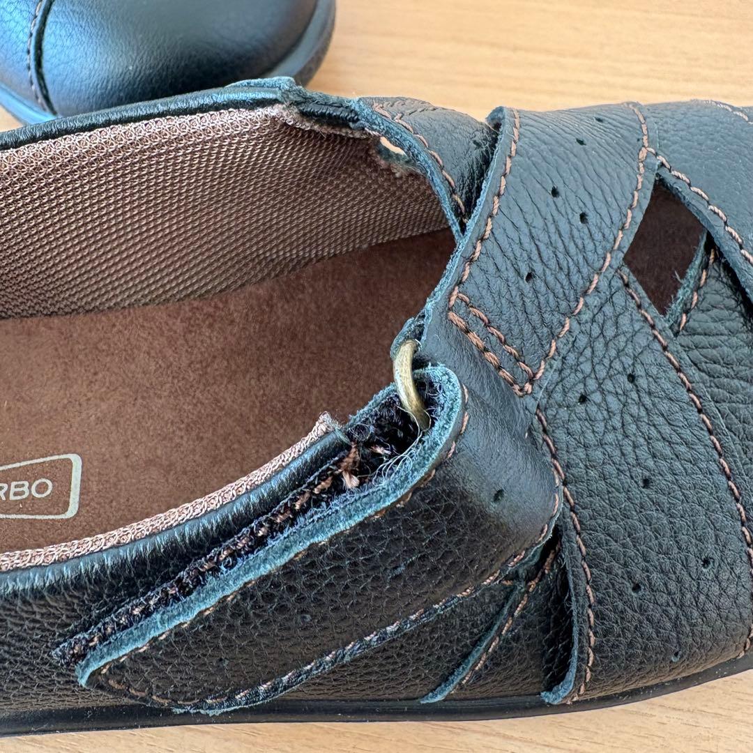 美品アキレスソルボ レザーストラップ コンフォートシューズ黒　ブラック　本革