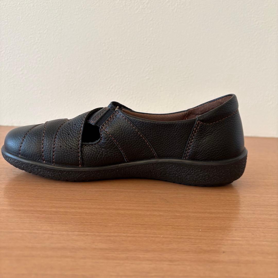 美品アキレスソルボ レザーストラップ コンフォートシューズ黒　ブラック　本革