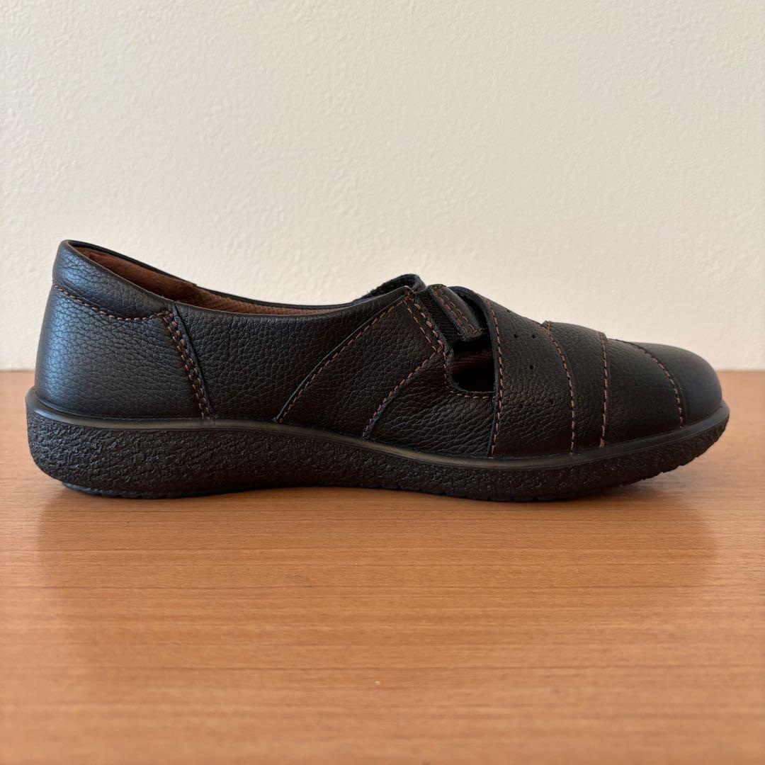 美品アキレスソルボ レザーストラップ コンフォートシューズ黒　ブラック　本革