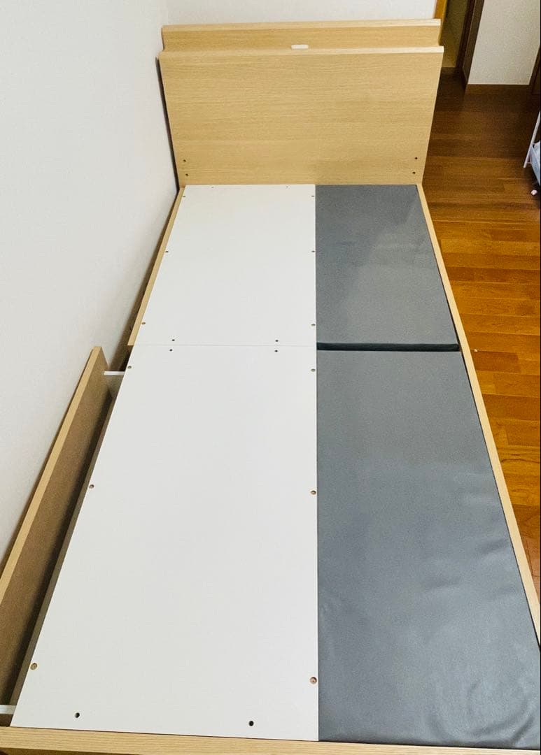 シングル 棚・サイド収納付きベッドフレーム