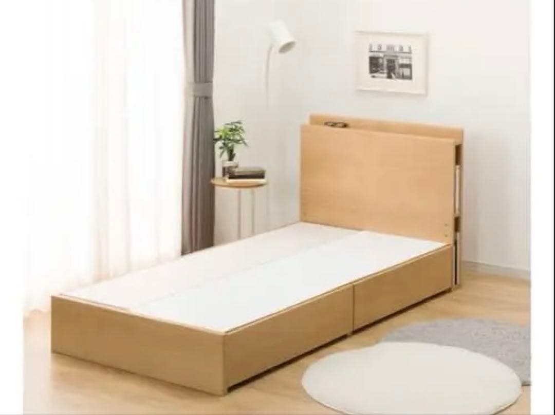 シングル 棚・サイド収納付きベッドフレーム