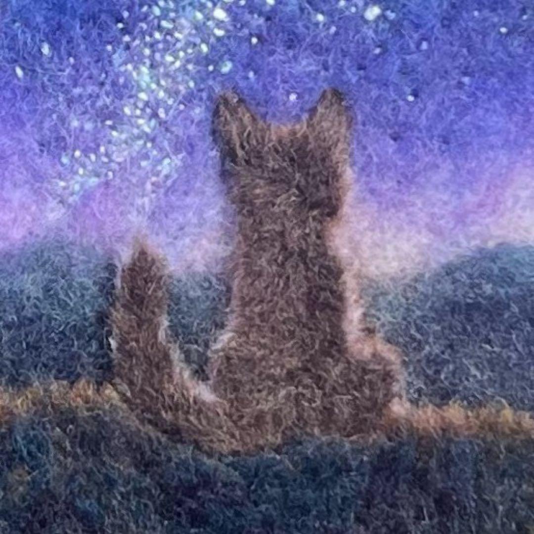 羊毛フェルト　羊毛絵画『星河の輝き』ハンドメイド　羊毛刺繍