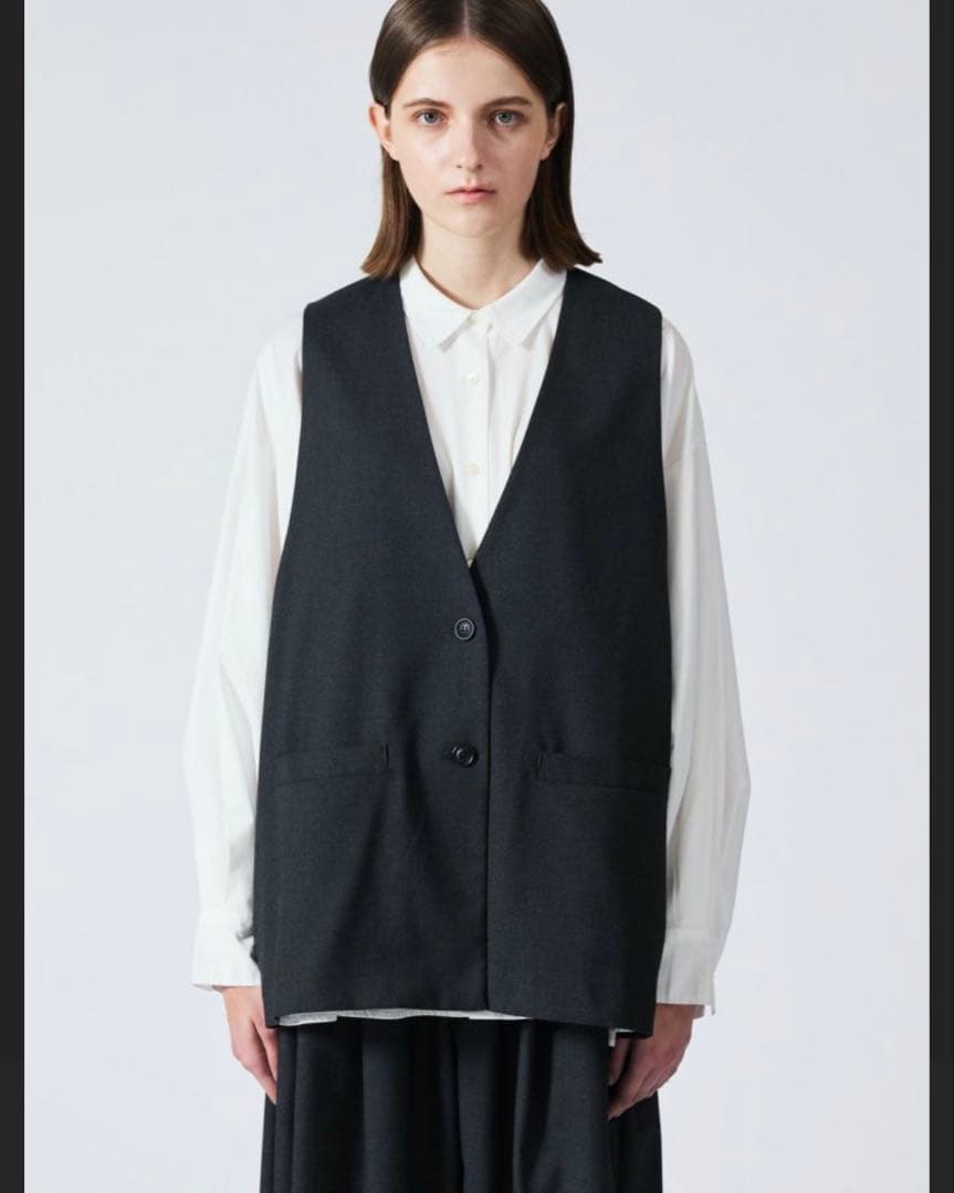 mizuiro ind ディープVネックワイドベスト ブラック