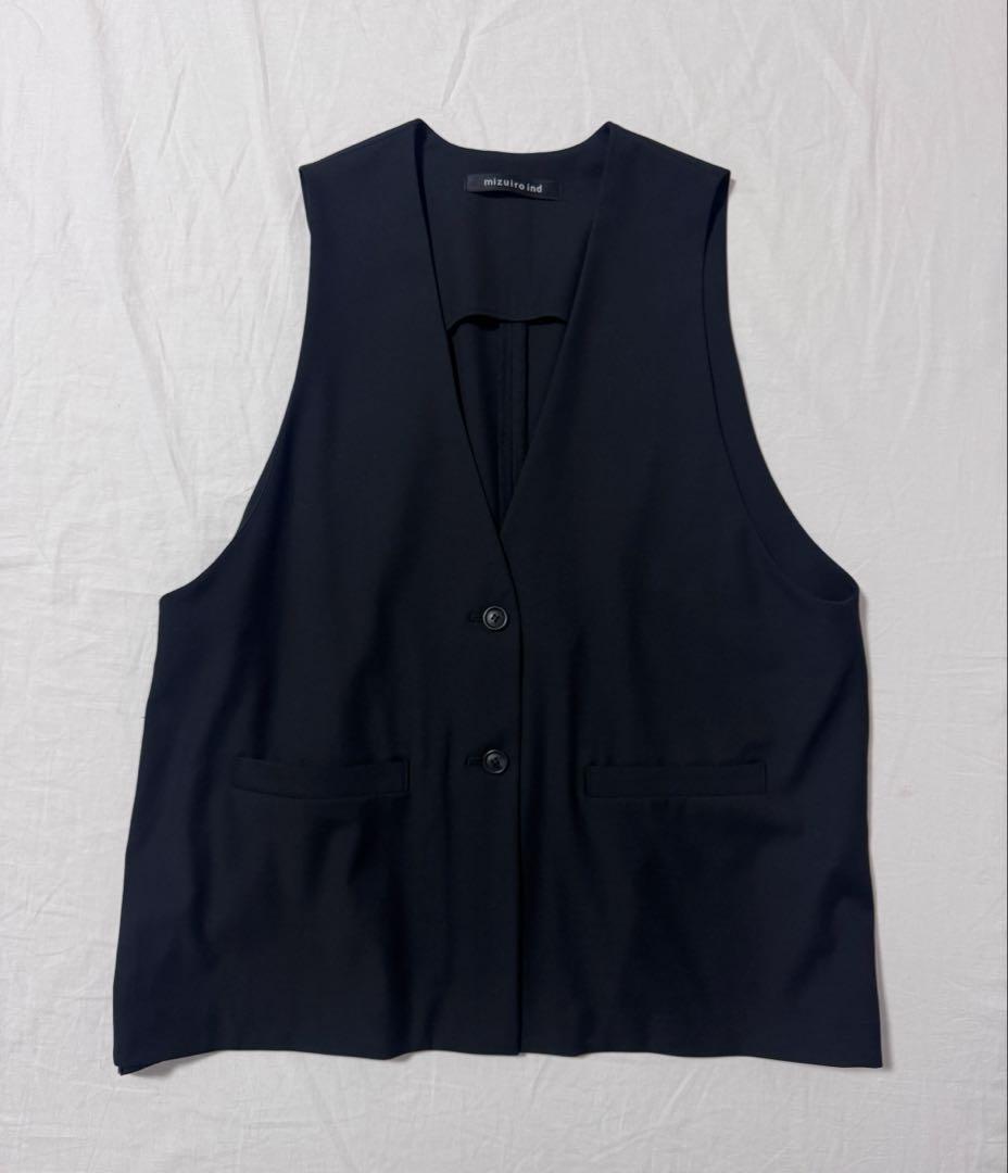 mizuiro ind ディープVネックワイドベスト ブラック