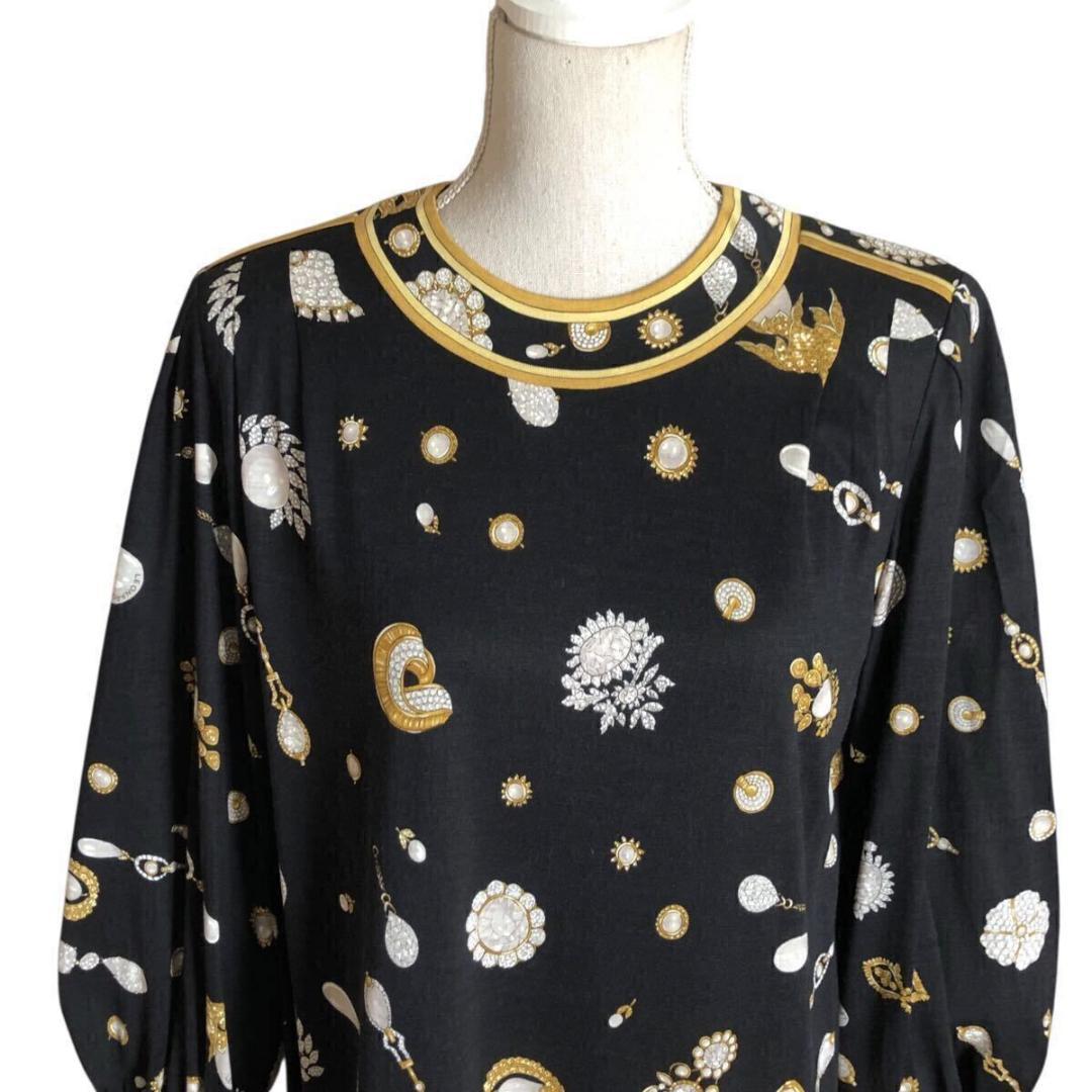 LEONARD⭐️レオナール ジュエリー柄 ワンピース ロング Lサイズ ブラック