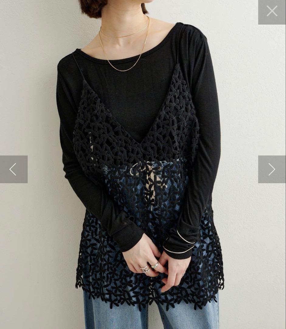 Omekashi レースオーバーキャミソール　ブラック