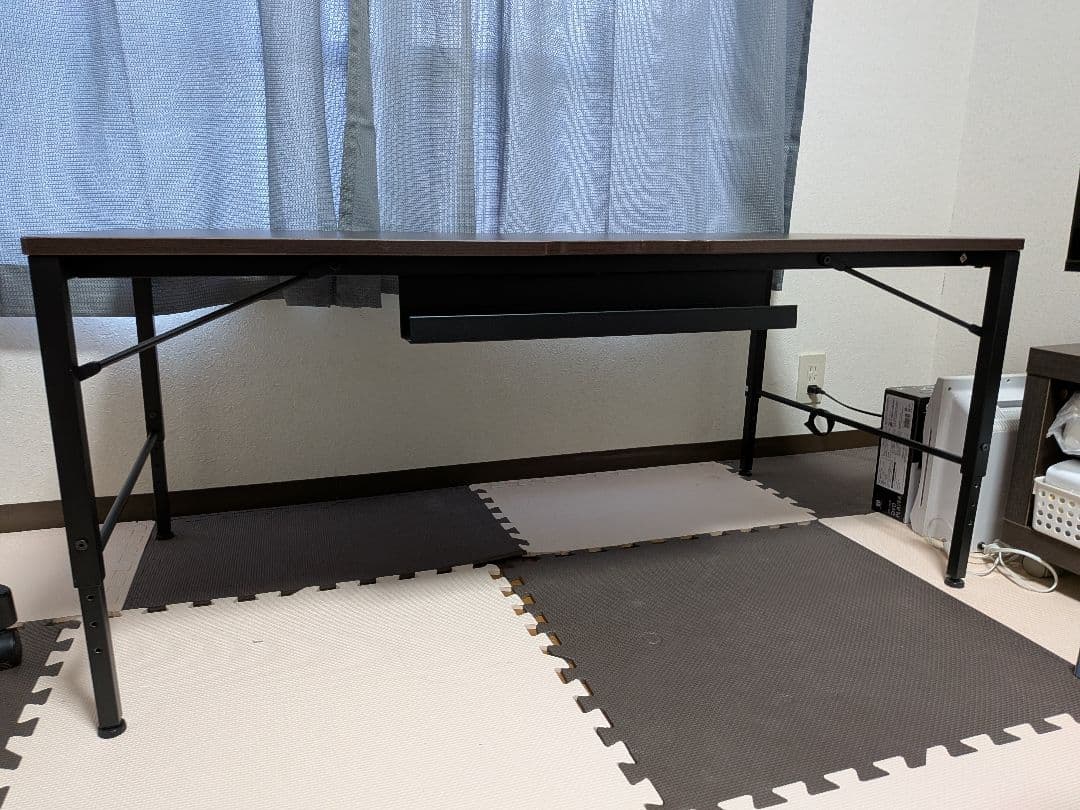 ダークブラウン パソコンデスク 引き出し付き