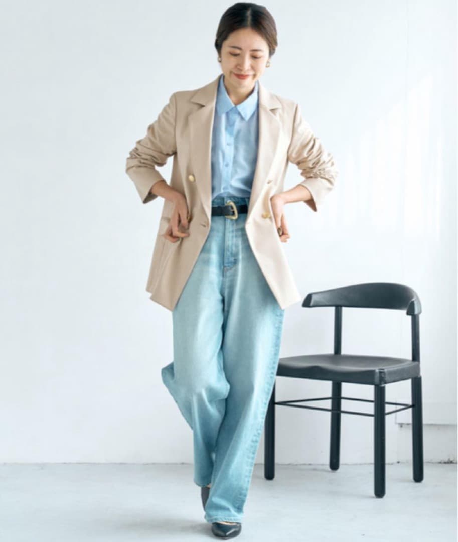 miii【 IENA】 T/Rツイル ダブルブレストジャケット ベージュ