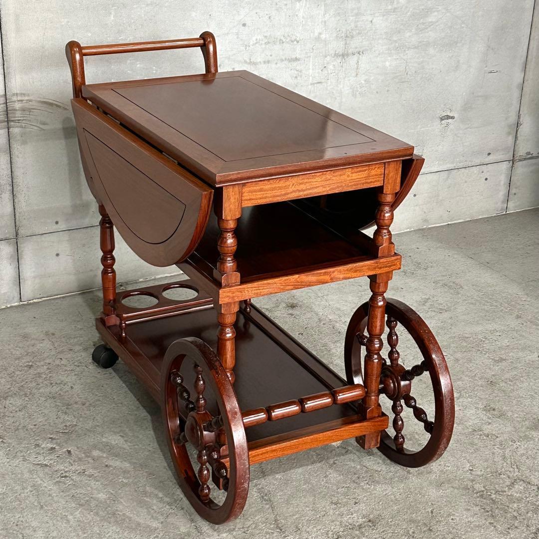 ✦ミッドセンチュリー✦ローズウッド製バーカート　キッチンワゴン バタフライ開閉式