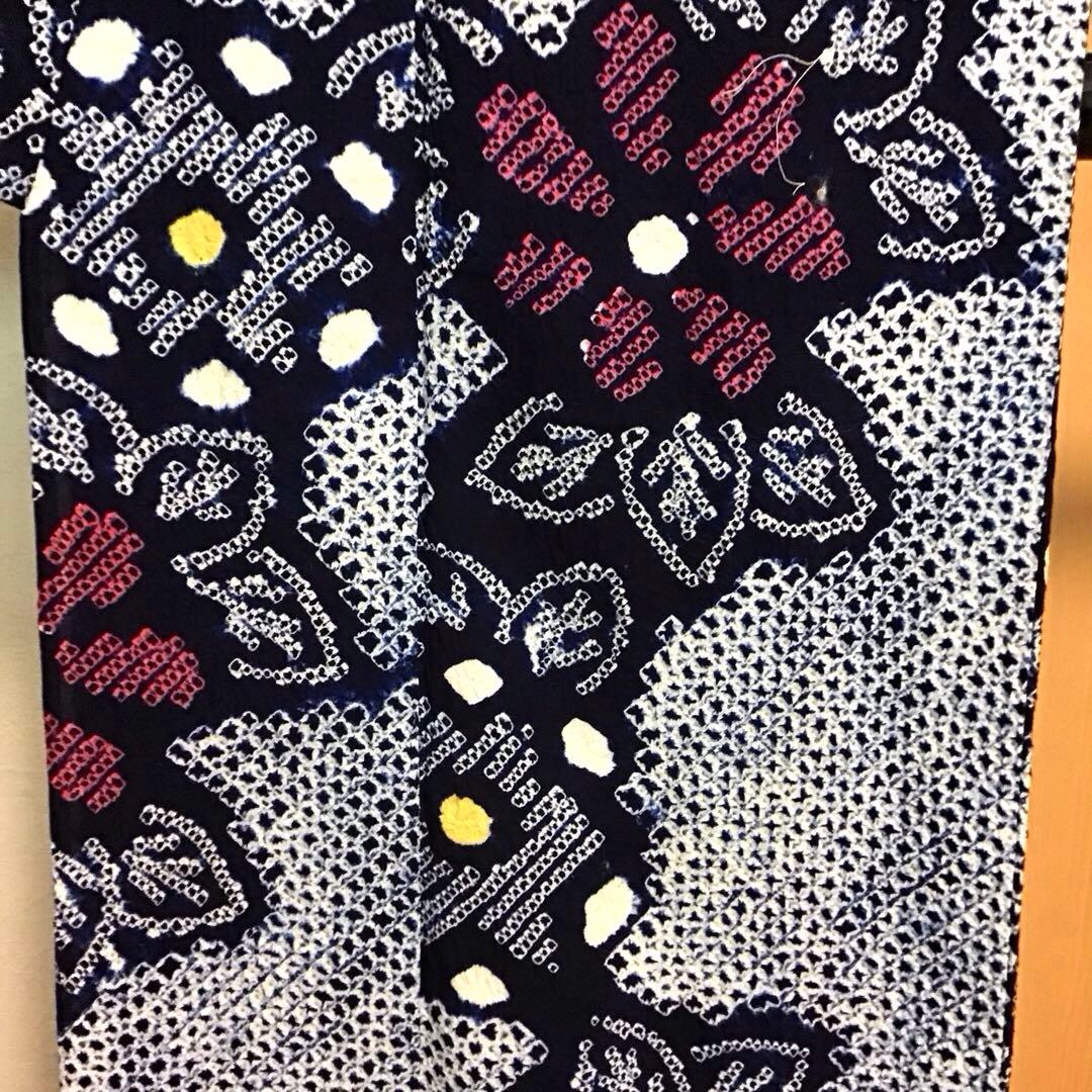 しつけ付☆未使用☆本場有松絞り☆誂え浴衣☆藍色☆身丈164☆裄丈66☆匿名発送