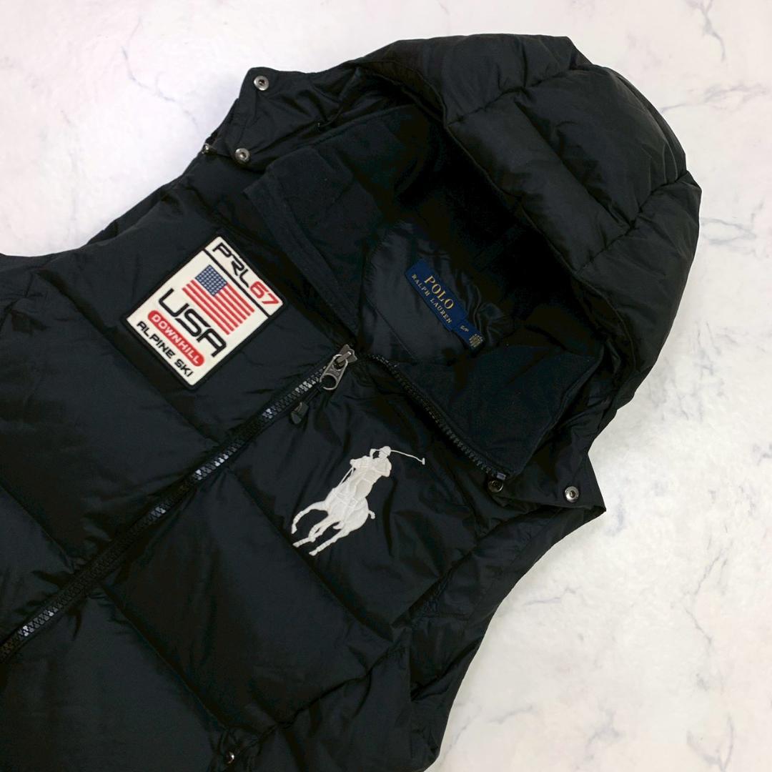 ポロラルフローレン ダウンベスト ビッグポニー 星条旗 ブラック S　D978