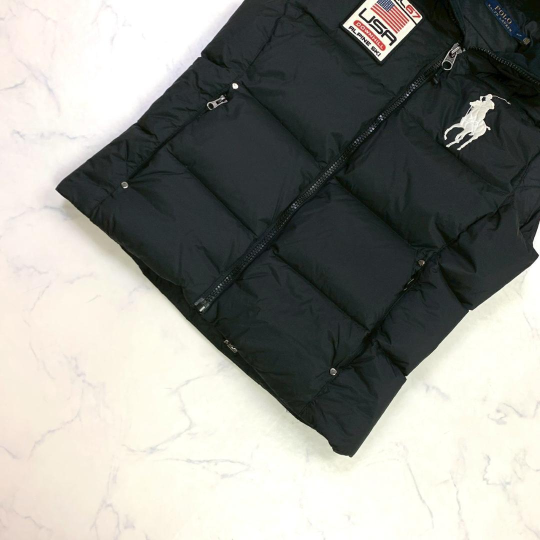 ポロラルフローレン ダウンベスト ビッグポニー 星条旗 ブラック S　D978