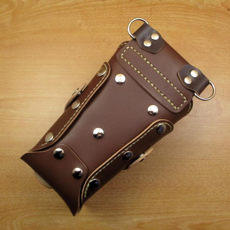 ブラウン　６丁(バリカン用ポケット)本革シザーケース　SCA-241/CBA