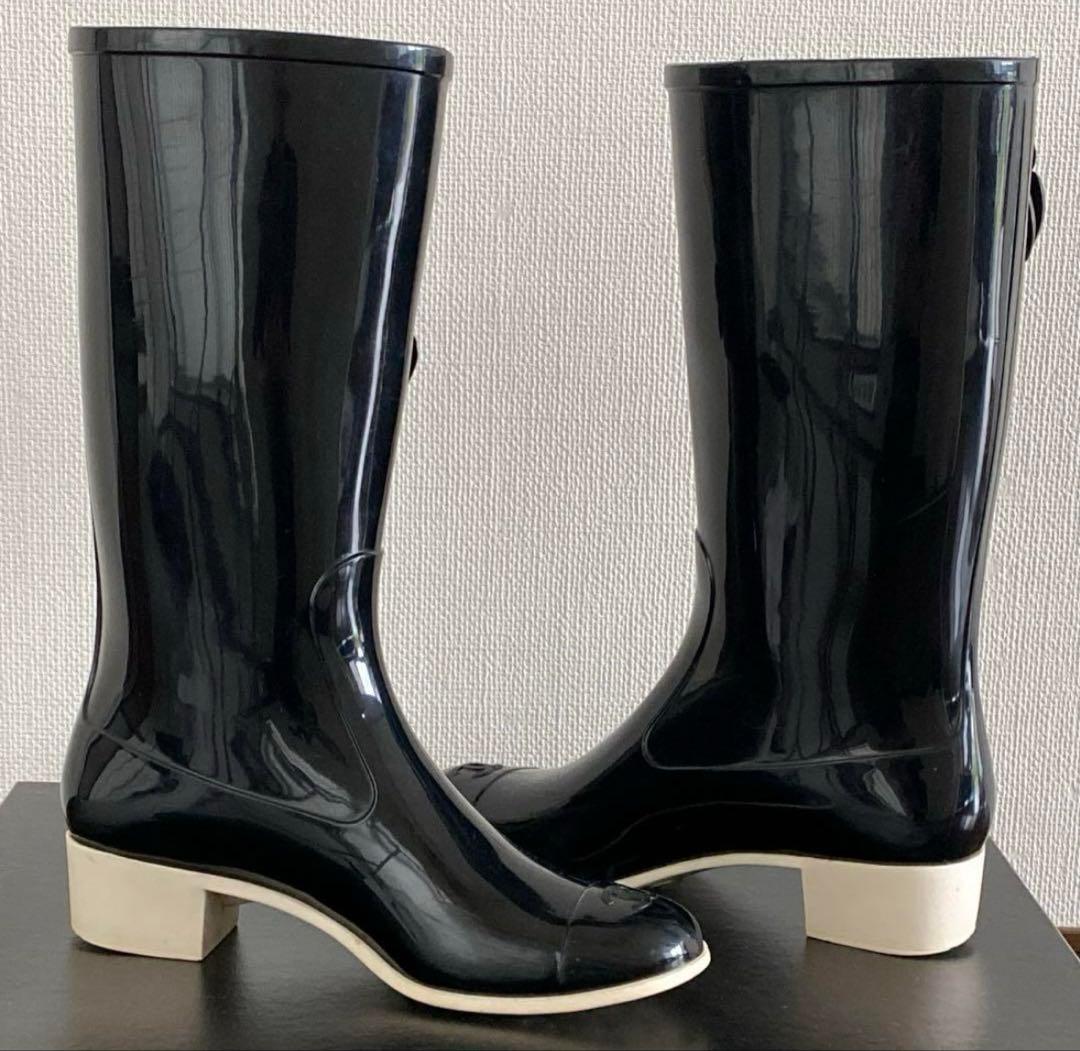 シャネル CHANEL 長靴 カメリア ブーツ　35 美品