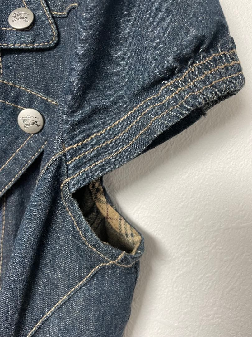 バーバリーブルーレーベル　ダークデニム ライダース風ミニワンピース 半袖