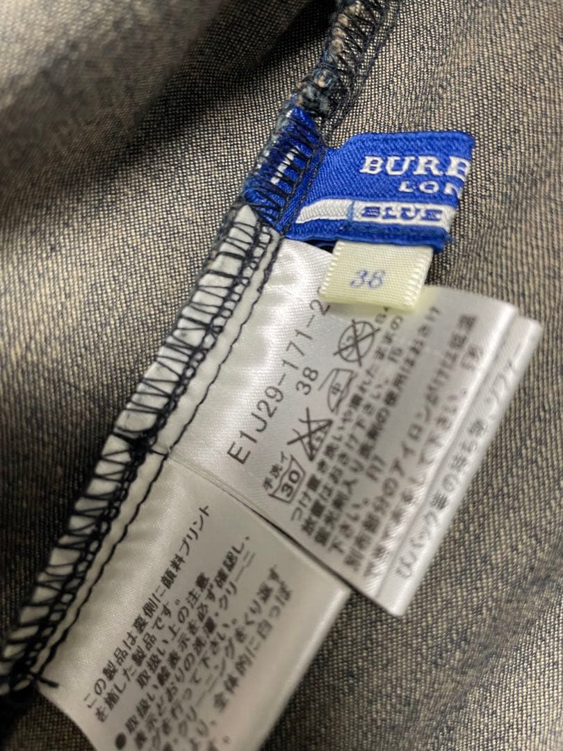 バーバリーブルーレーベル　ダークデニム ライダース風ミニワンピース 半袖