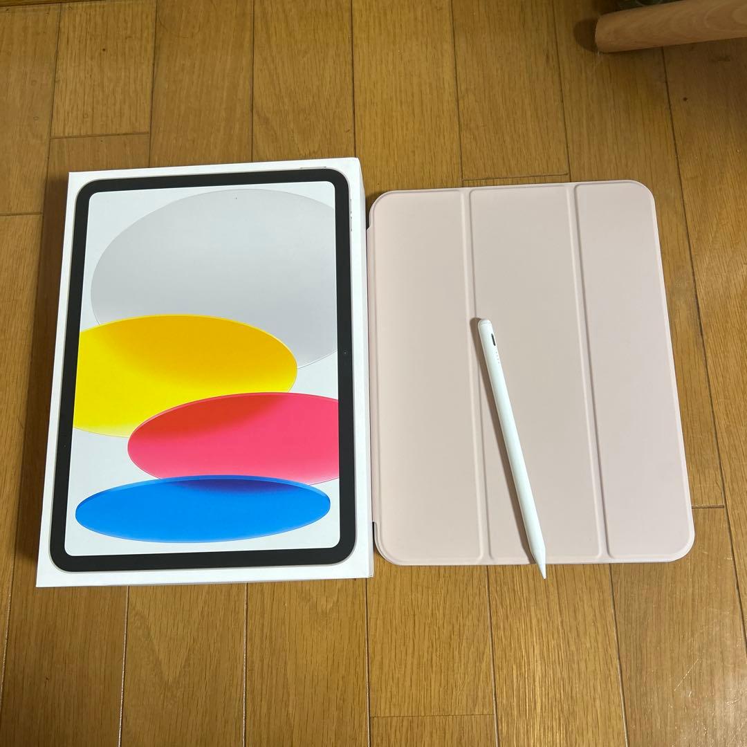 Apple iPad 10.9インチ 第10世代シルバー ケース、タッチペン付