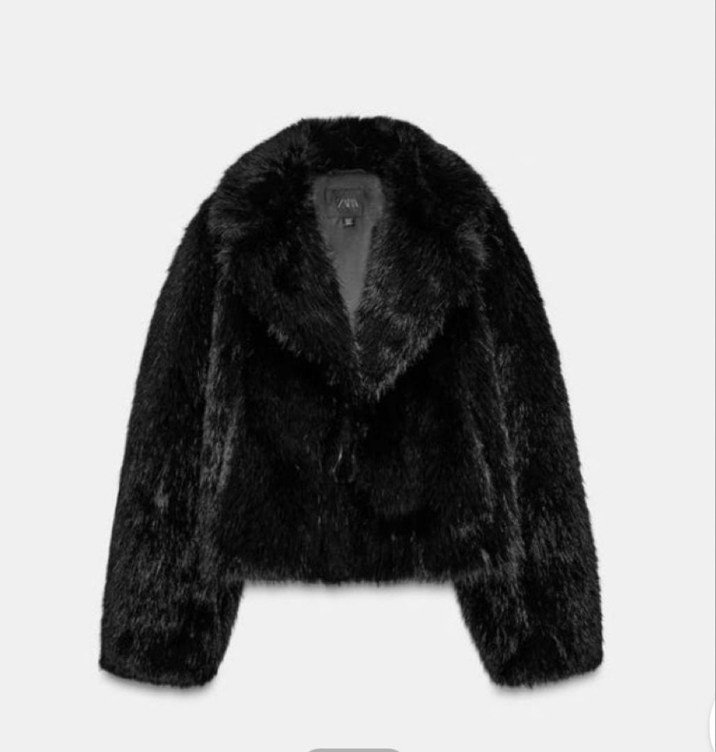 ZARA ショートフェイクファーコート ブラック